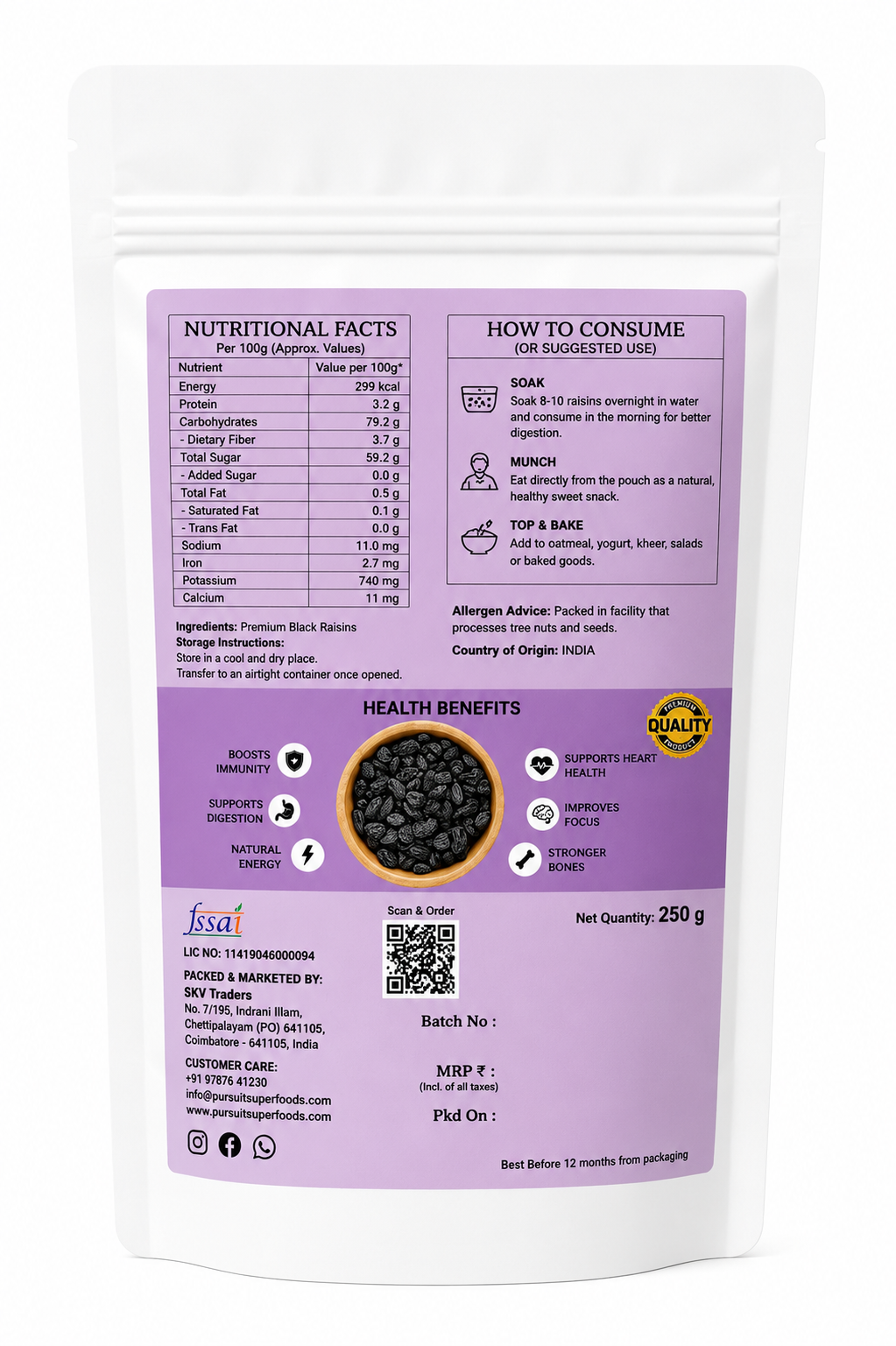 Premium Black Raisins – 250g