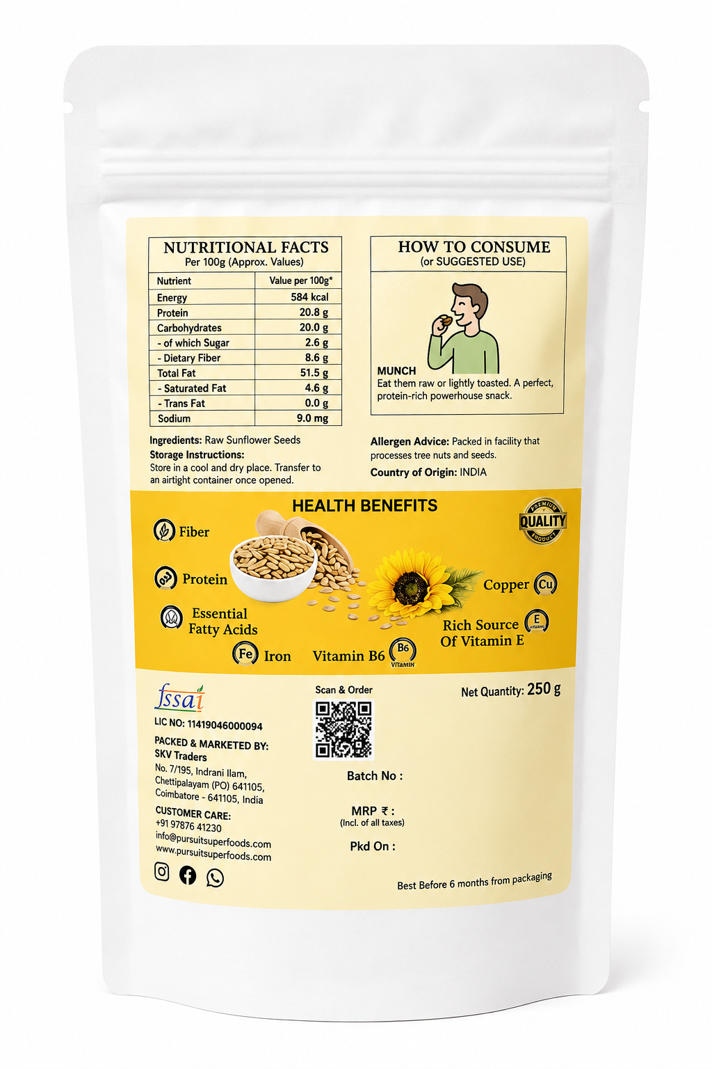 Premium Sunflower Seeds – 250g